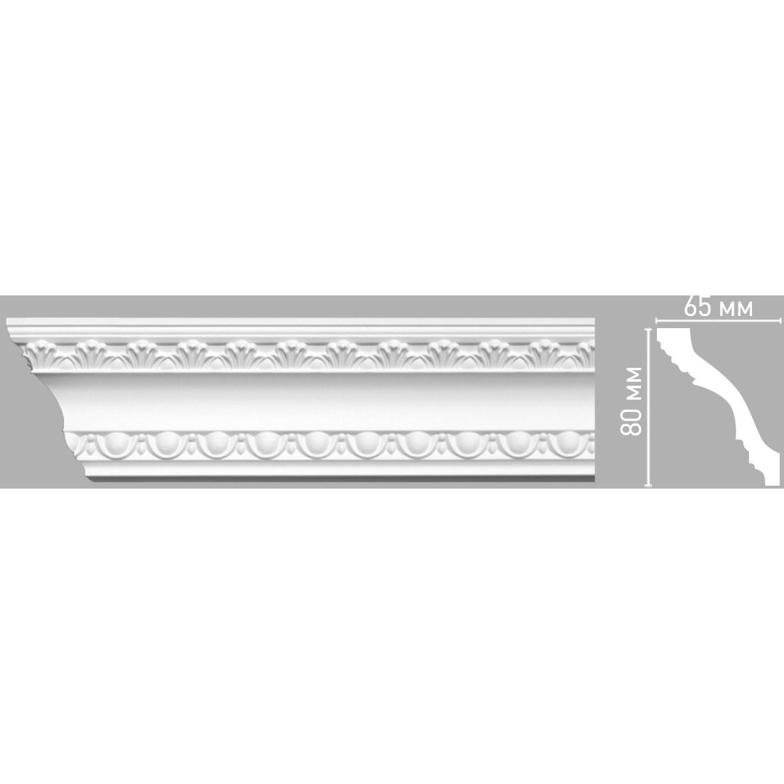 Плинтус потолочный с рисунком Decomaster (Декомастер) 80х65х2400 мм 95016