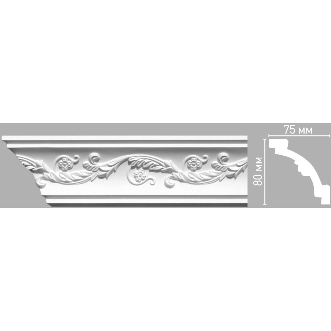 Плинтус потолочный с рисунком Decomaster (Декомастер) 80х75х2400 мм 95020