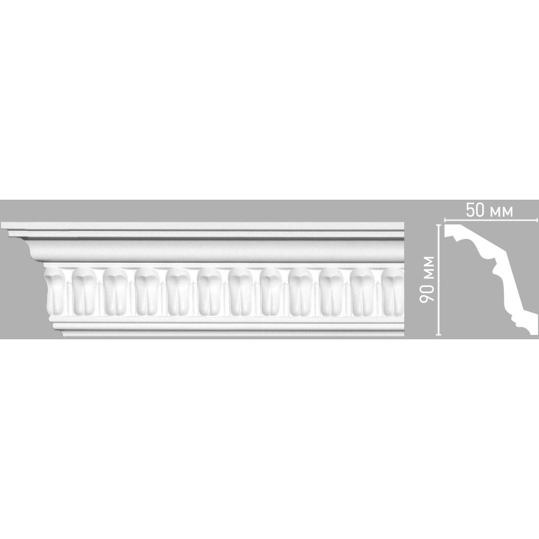 Плинтус потолочный с рисунком Decomaster (Декомастер) 90х50х2400 мм 95028