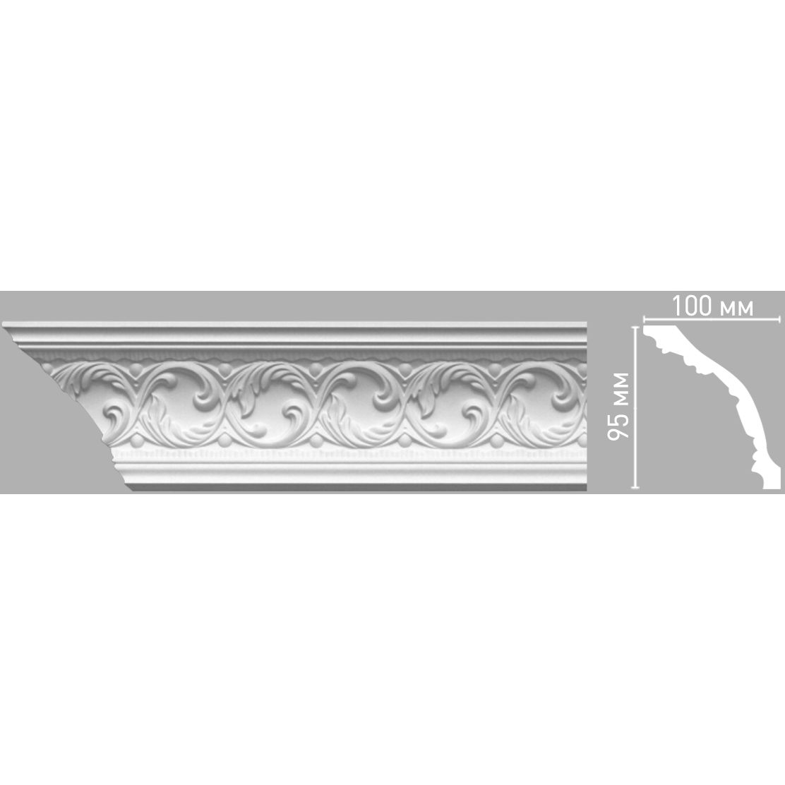 Плинтус потолочный с рисунком Decomaster (Декомастер) 95х100х2400 мм 95103