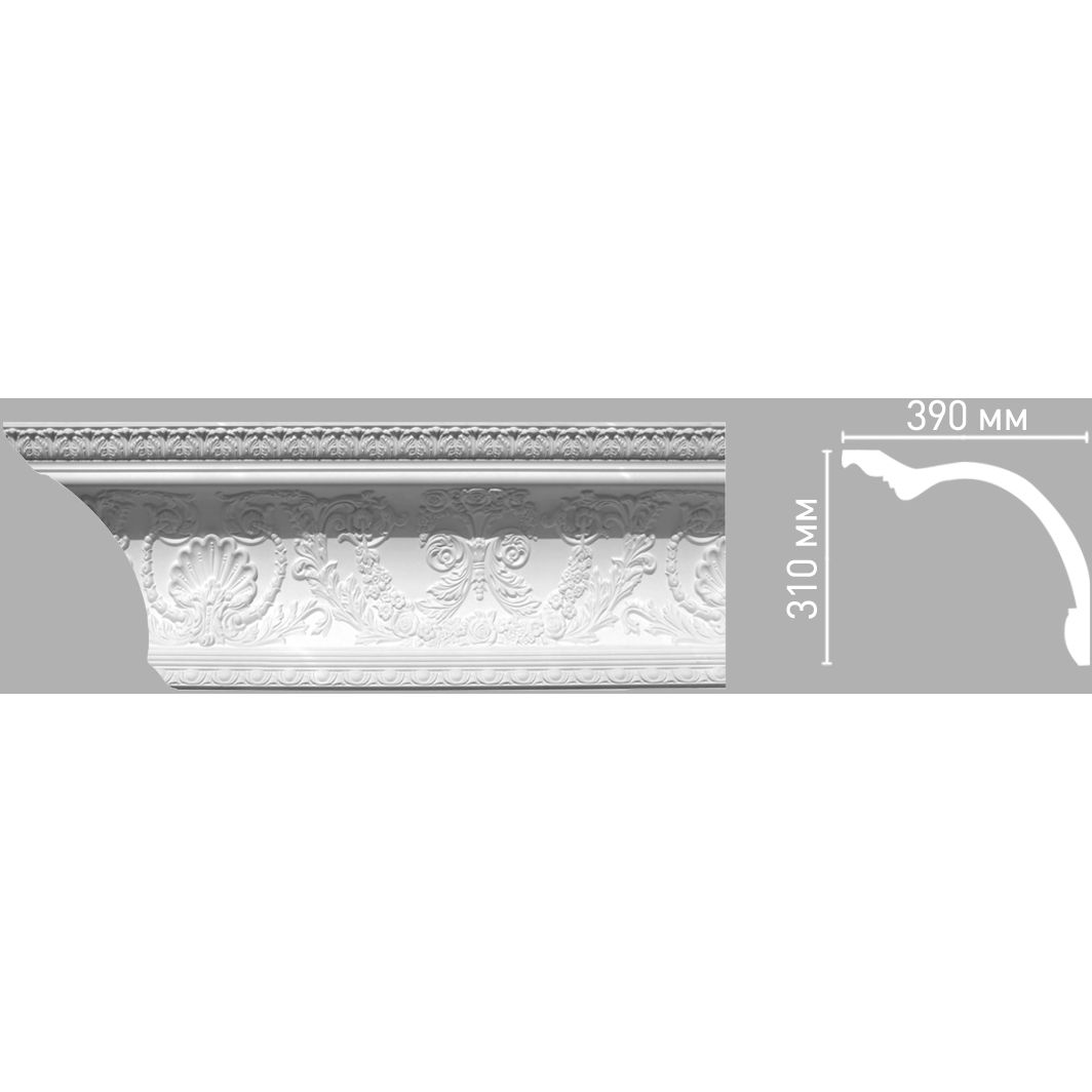 Плинтус потолочный с рисунком Decomaster (Декомастер) 310х390х2400 мм 95146