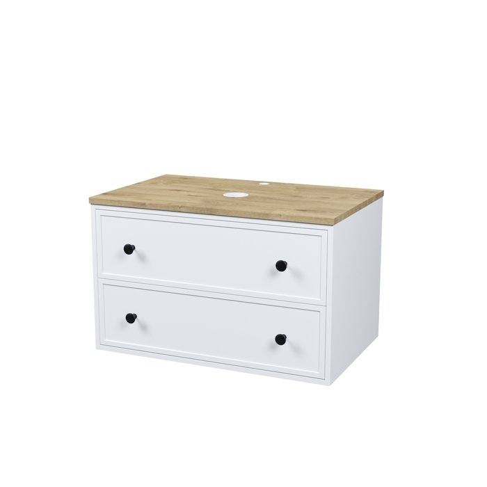 Тумба подвесная Iddis (Иддис) Torr, со столешницей МДФ, дуб верона, 80 см, белый матовый, TOR80WVi95K подход. столеш-ца. OPH80BVi89