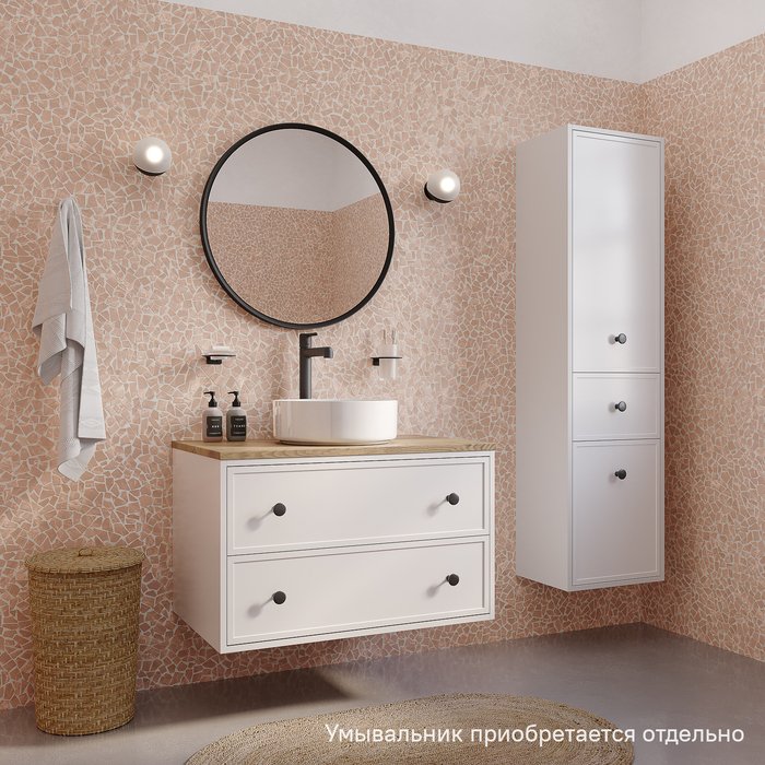 Тумба подвесная Iddis (Иддис) Torr, со столешницей МДФ, дуб верона, 80 см, белый матовый, TOR80WVi95K подход. столеш-ца. OPH80BVi89