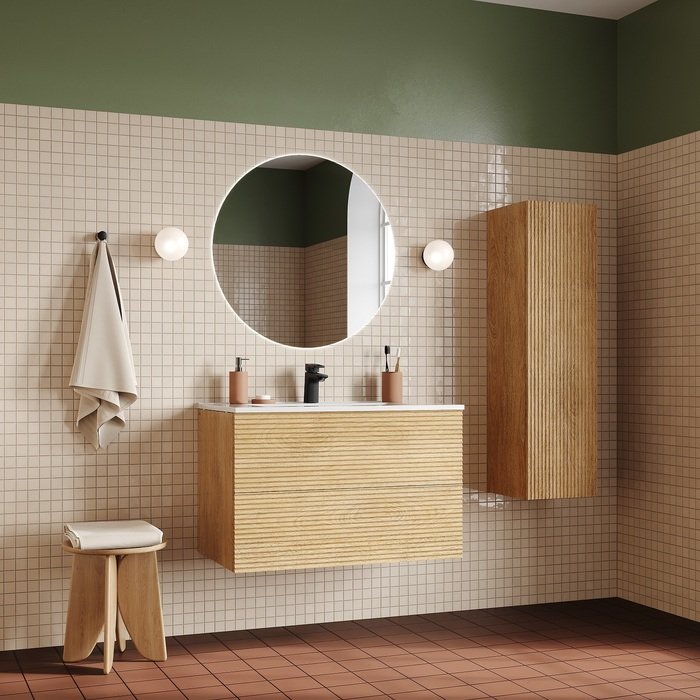 Тумба с умывальником Iddis (Иддис) Bild, подвесная, 80 см, дуб светлый, BIL80V0i95K