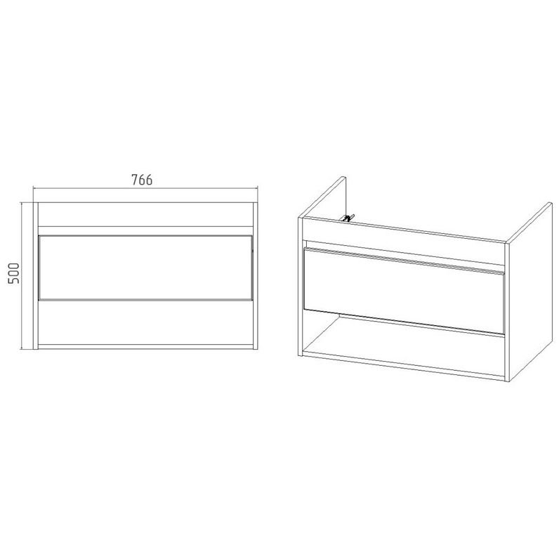 Тумба Viant (Вайант) Бостон 80, VBOS80CO-T1YP 500х766х425 подвесная, 1 ящ., дуб вотан/белый (под раковину COMO 80)