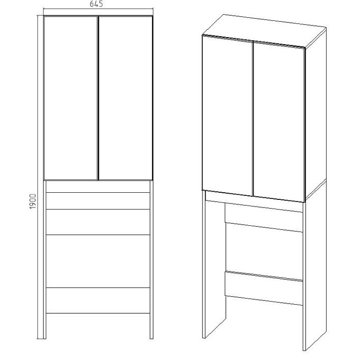 Шкаф Viant (Вайант) Бостон 65, VBOS645-SHSM 1900х645х380 разборный для см, дуб вотан/белый