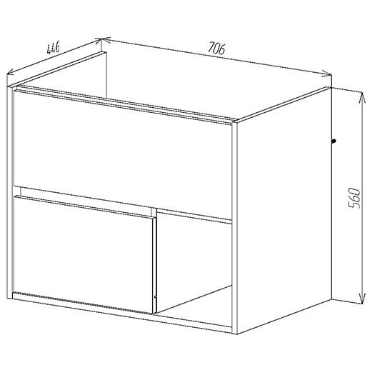 Тумба Viant (Вайант) Люксембург 75, VLUX75ELD-T2YP 560х710х446 подвесная, 2 ящ., дерево (под раковину ЭЛИНА 75)