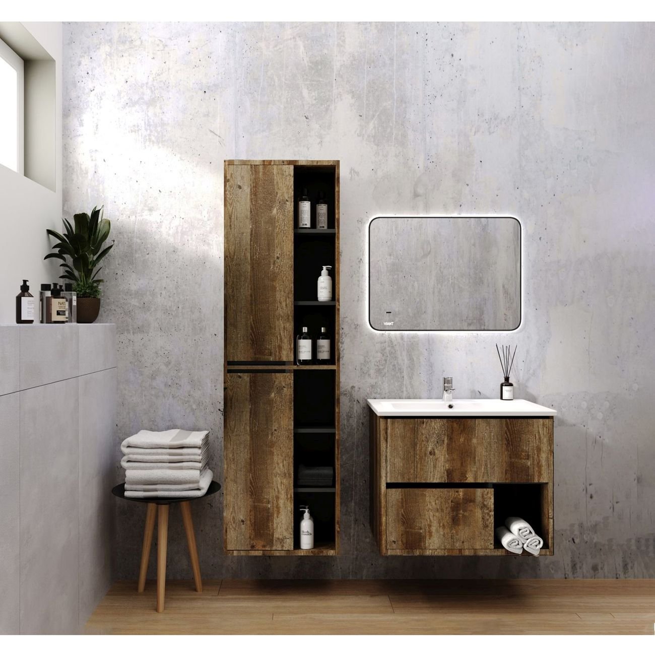 Тумба Viant (Вайант) Люксембург 75, VLUX75ELD-T2YP 560х710х446 подвесная, 2 ящ., дерево (под раковину ЭЛИНА 75)