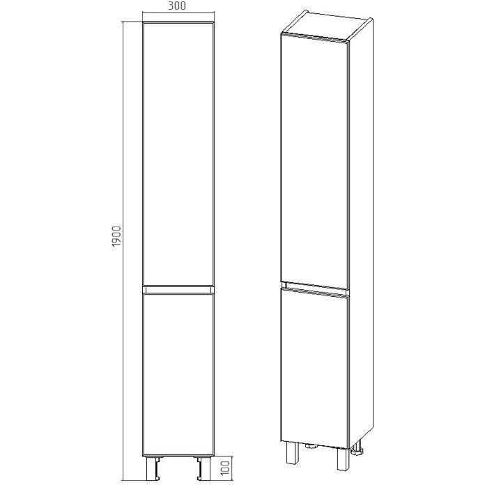 Пенал Viant (Вайант) Мальта 30, VMAL300BEL-PEN 1900х300х300 напольный, правый/левый, белый