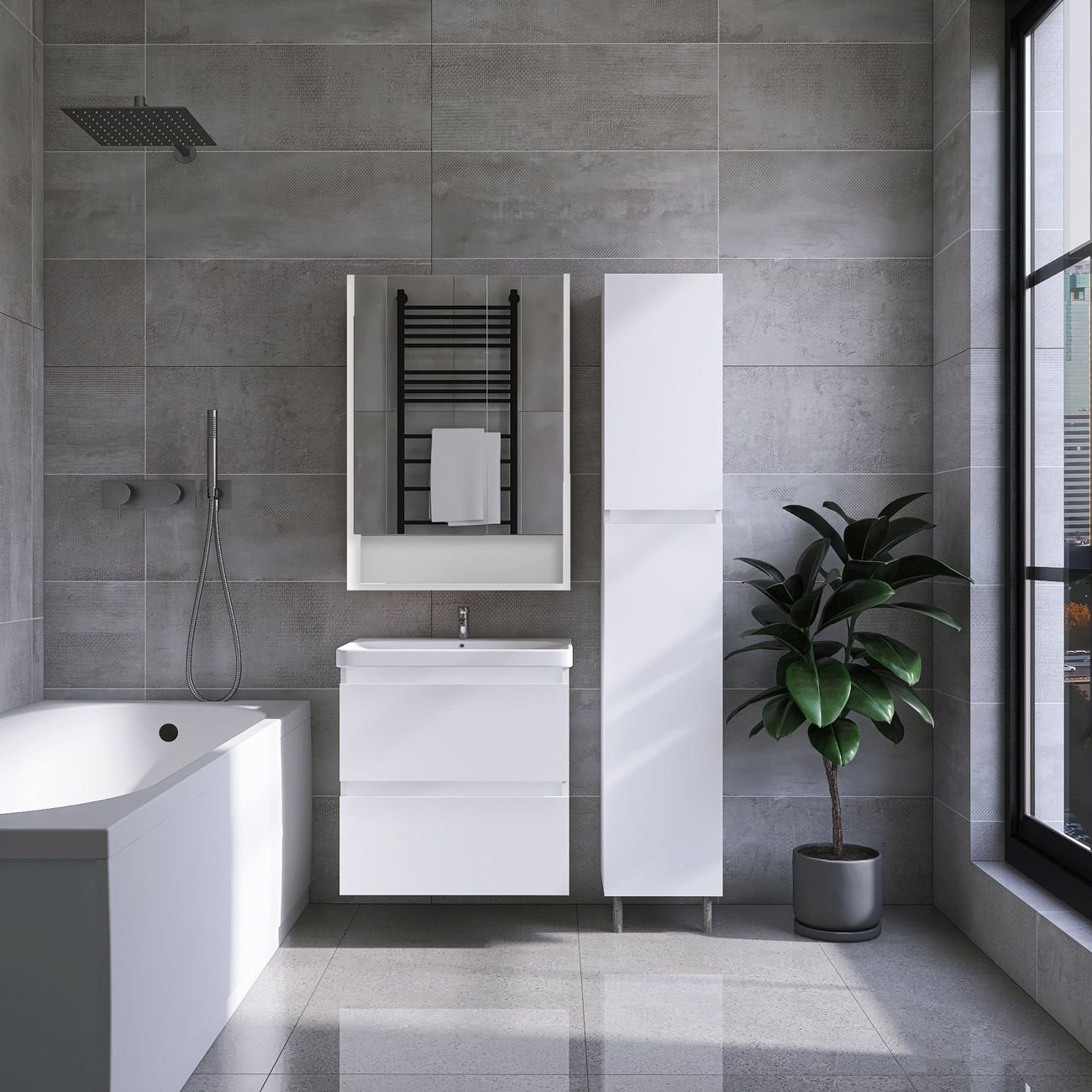 Пенал Viant (Вайант) Мальта 30, VMAL300BEL-PEN 1900х300х300 напольный, правый/левый, белый