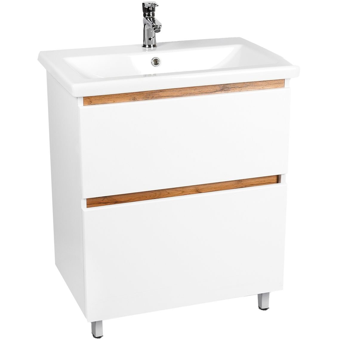 Тумба Viant (Вайант) Мальта 70, VMAL70CO-T2Y 720х655х425 напольная, 2ящ., дуб вотан/белый (под раковину COMO 70)