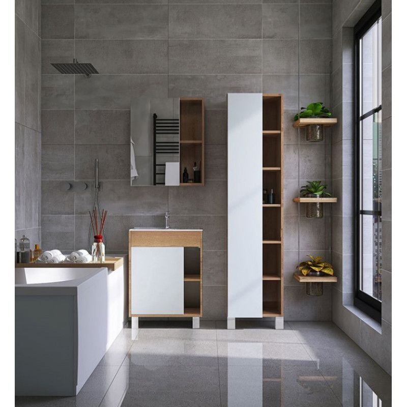 Пенал Viant (Вайант) Бостон 45, VBOS450-PEN 1900х450х300 напольный, правый/левый, дуб вотан/белый