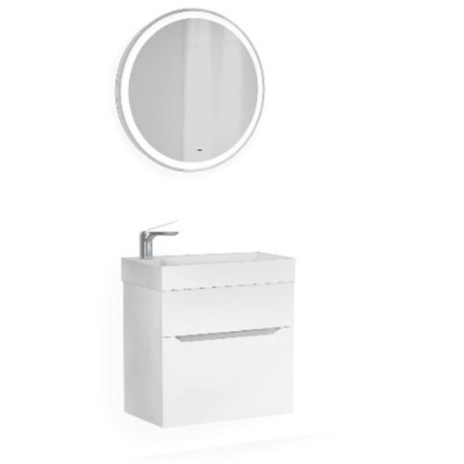 Тумба Jorno (Жорно) Folk 55 см подвесная белая белая (без раковины) (Folk.01.55/P/W/JR)