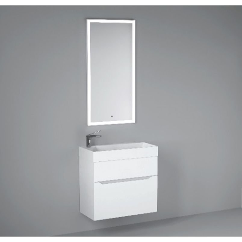 Тумба Jorno (Жорно) Folk 55 см подвесная белая белая (без раковины) (Folk.01.55/P/W/JR)