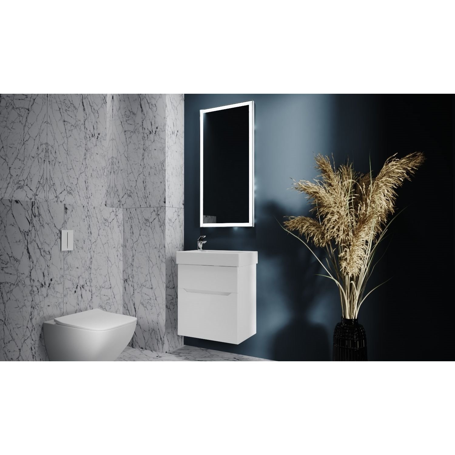 Тумба Jorno (Жорно) Folk 55 см подвесная белая белая (без раковины) (Folk.01.55/P/W/JR)