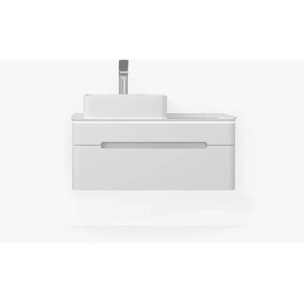 Тумба со Столешницей Led, Jorno (Жорно) Shine 900 мм, Подвесная, Белая