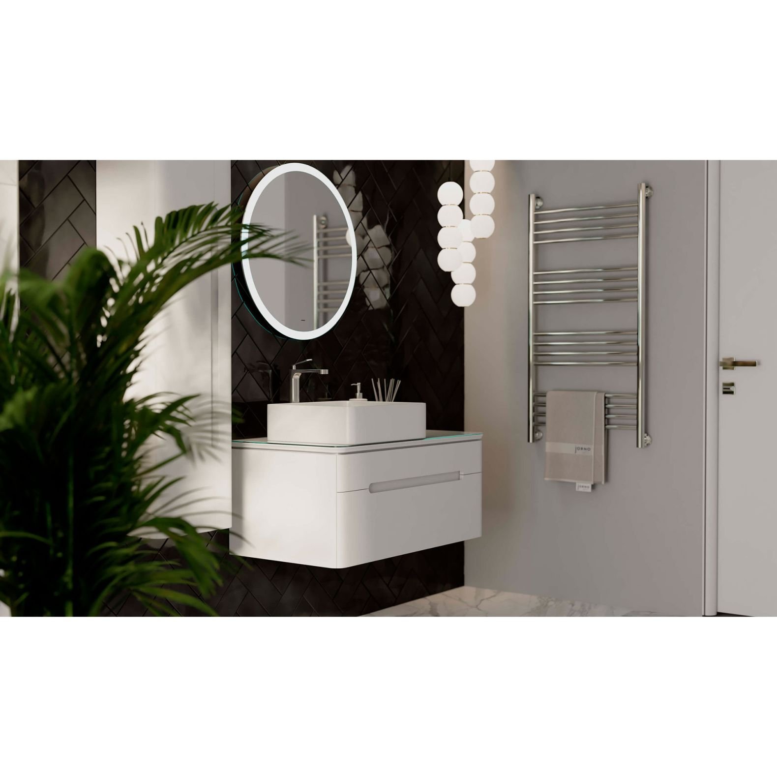 Тумба со Столешницей Led, Jorno (Жорно) Shine 900 мм, Подвесная, Белая