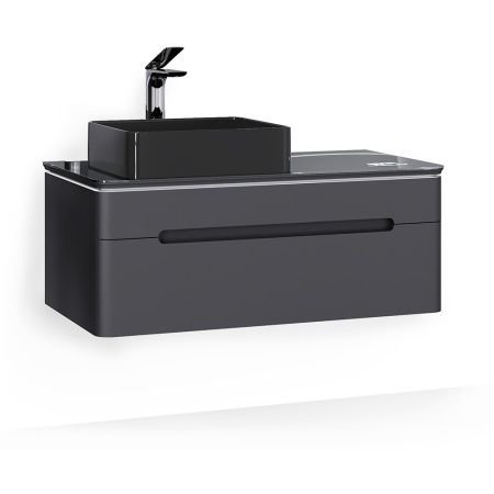 Тумба под раковину Jorno (Жорно) Shine 100 см подвесная антрацит (без раковины) (Shi.01.100/P/A)