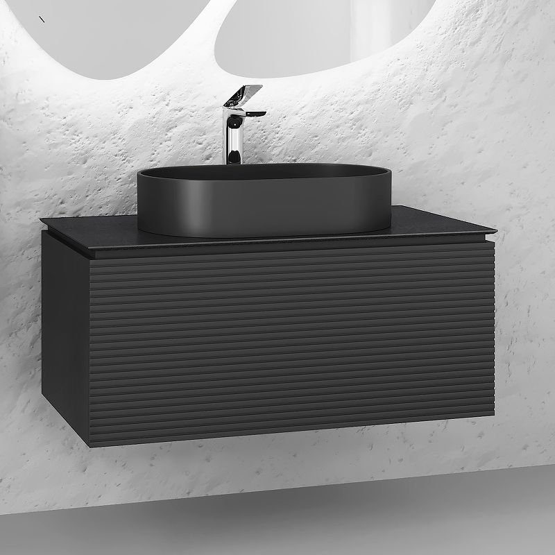 Тумба под раковину Jorno (Жорно) Stone 100 см антрацит (без раковины) (Stn.01.100/P/A/JR)
