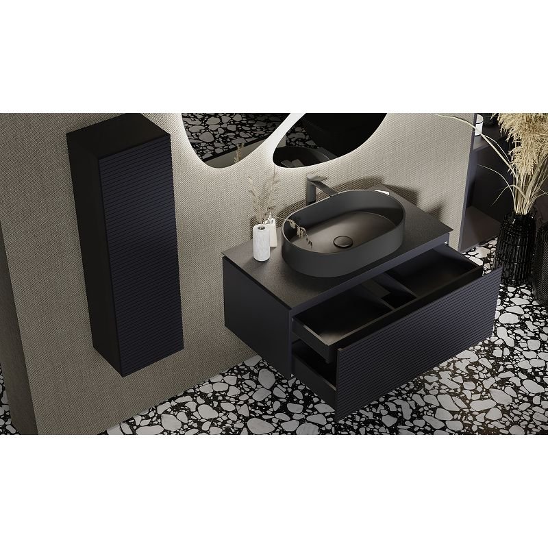 Тумба под раковину Jorno (Жорно) Stone 100 см антрацит (без раковины) (Stn.01.100/P/A/JR)