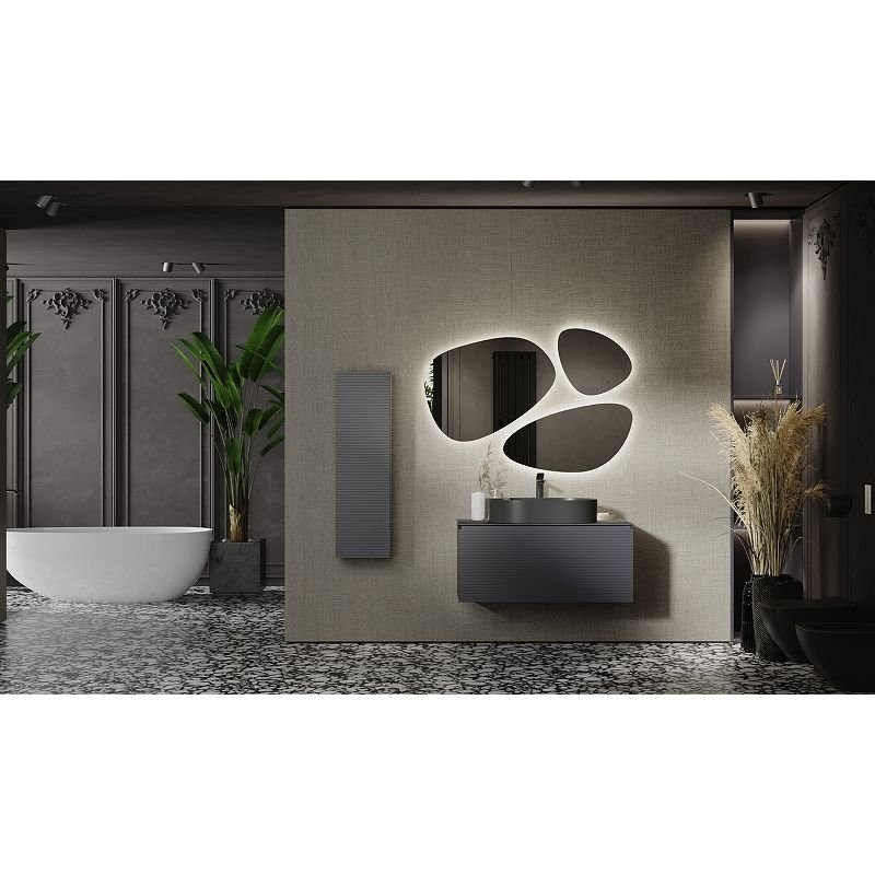 Тумба под раковину Jorno (Жорно) Stone 100 см антрацит (без раковины) (Stn.01.100/P/A/JR)