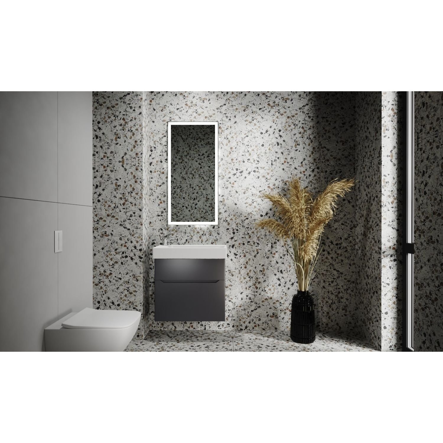 Тумба под раковину Jorno (Жорно) Folk 55 см подвесная антрацит (без раковины) (Folk.01.55/P/A/JR)