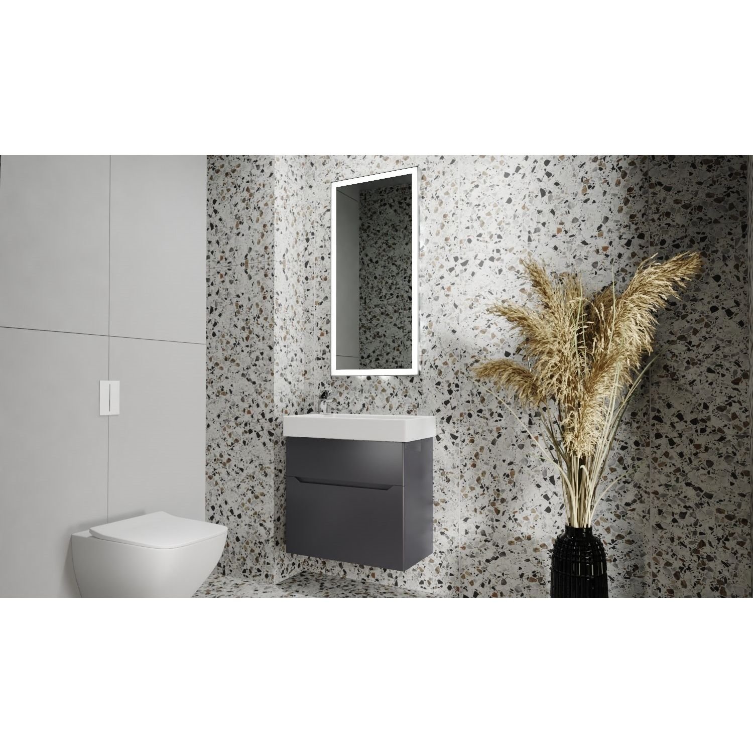 Тумба под раковину Jorno (Жорно) Folk 65 см подвесная антрацит (без раковины) (Folk.01.65/P/A/JR)