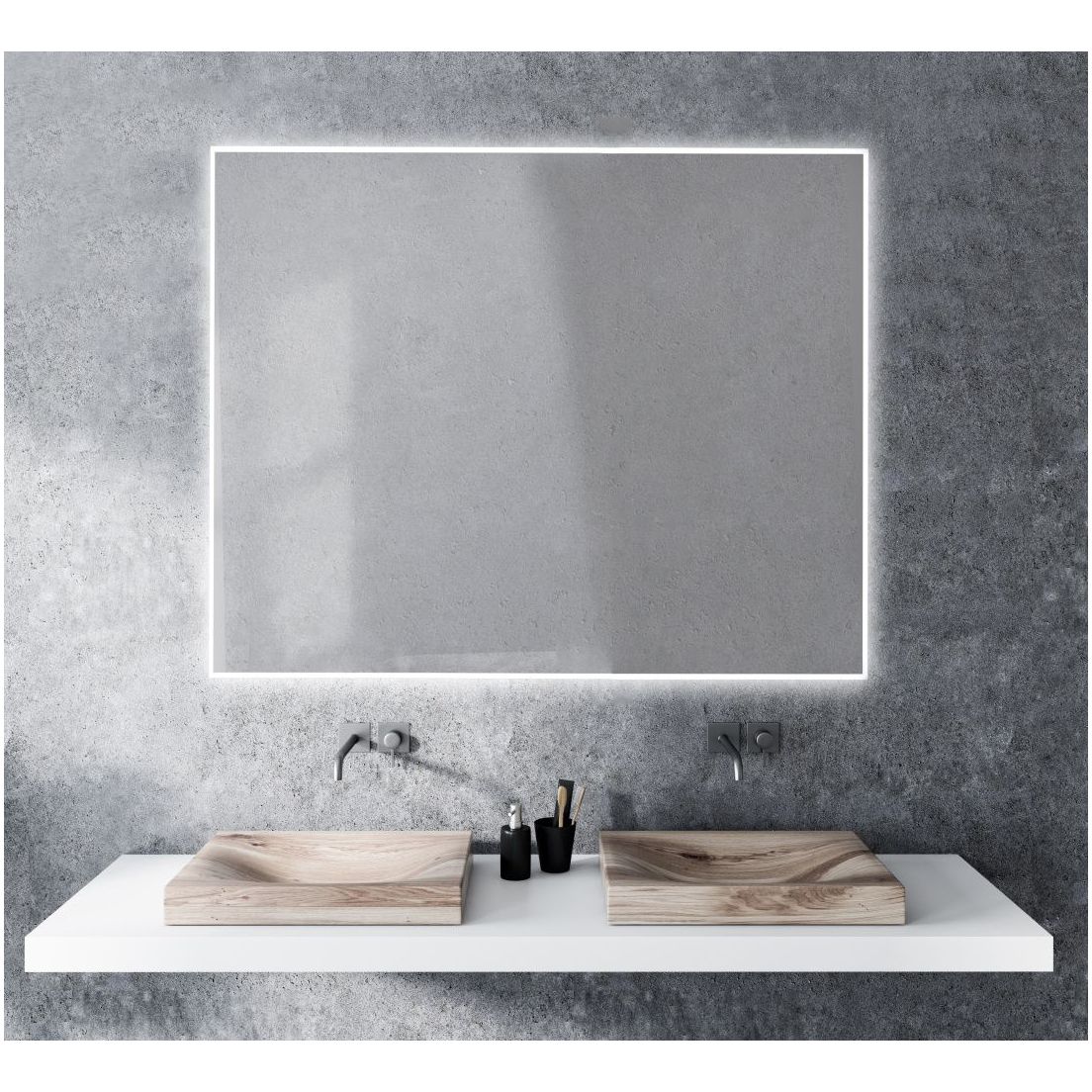 Зеркало Led Xpertials Shira, квадратное 80х80 см: датчик подсветки с диммером 84354135-37034