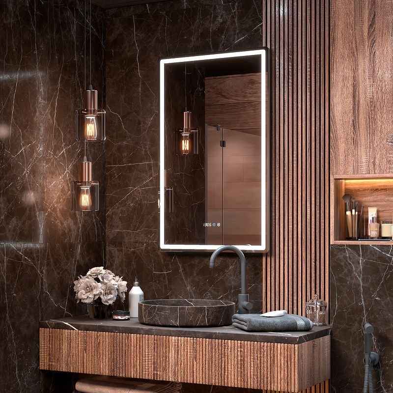 Зеркало Vigo (Виго) Roberta Luxe 60, z.ROB.60.Luxe подсветка, сенс. упр-е, встр. часы, ф-ция антизапотевания, таймер отключени