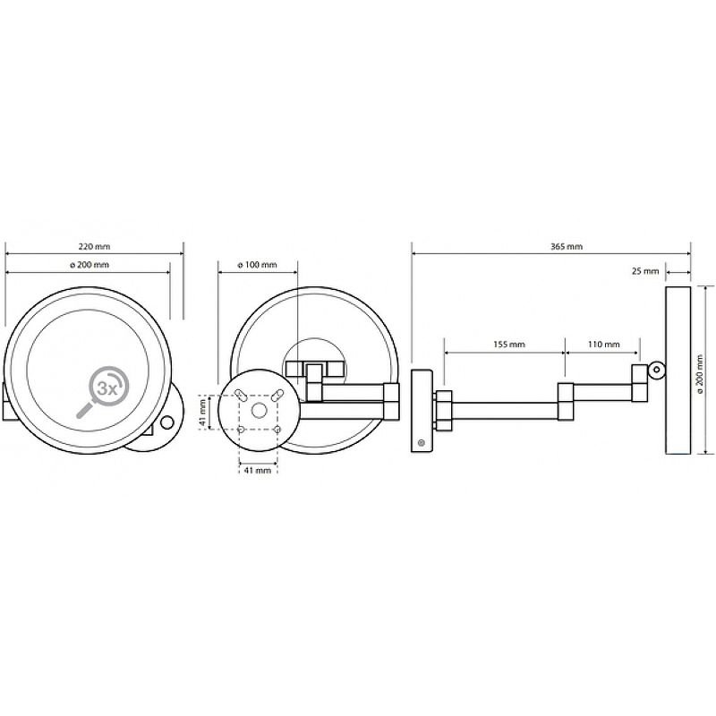 Зеркало косметическое Bemeta (Бемета) d200 мм с подсветкой LED сенсорное хром (116101142)