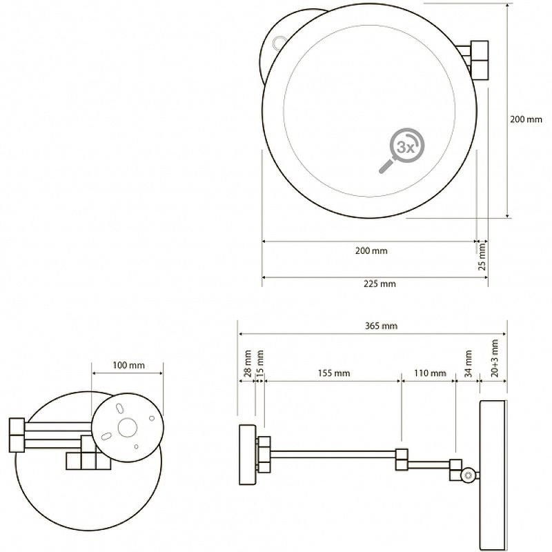 Зеркало косметическое Bemeta (Бемета) с подсветкой LED d200 мм хром (116101772)