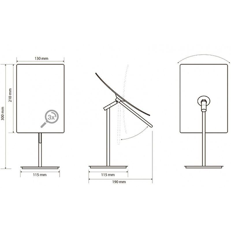 Зеркало косметическое Bemeta (Бемета) прямоугольное настольное поворот на 360 хром (116201312)