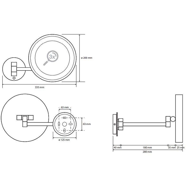 Зеркало косметическое Bemeta (Бемета) d200 мм с подсветкой LED сенсорное хром (116201772)