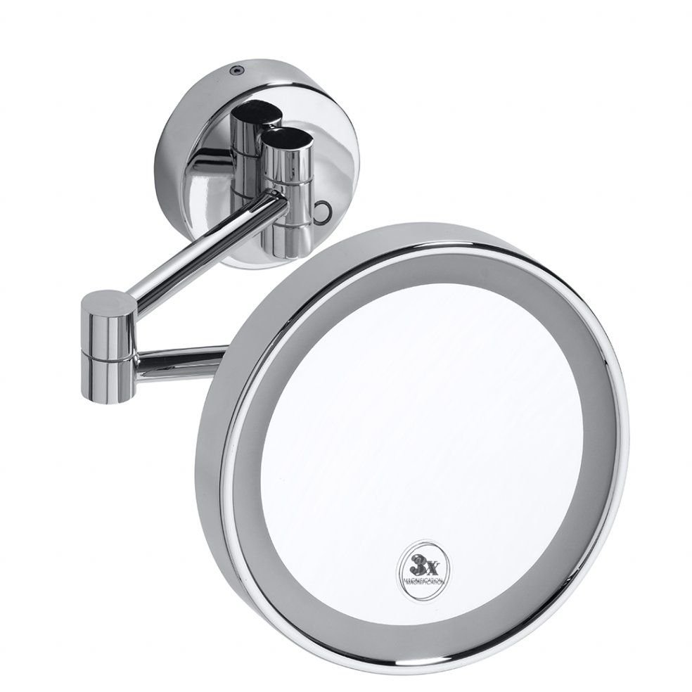 Зеркало косметическое Bemeta (Бемета) d200 мм с подсветкой LED сенсорное питание от батареек хром (116301142)