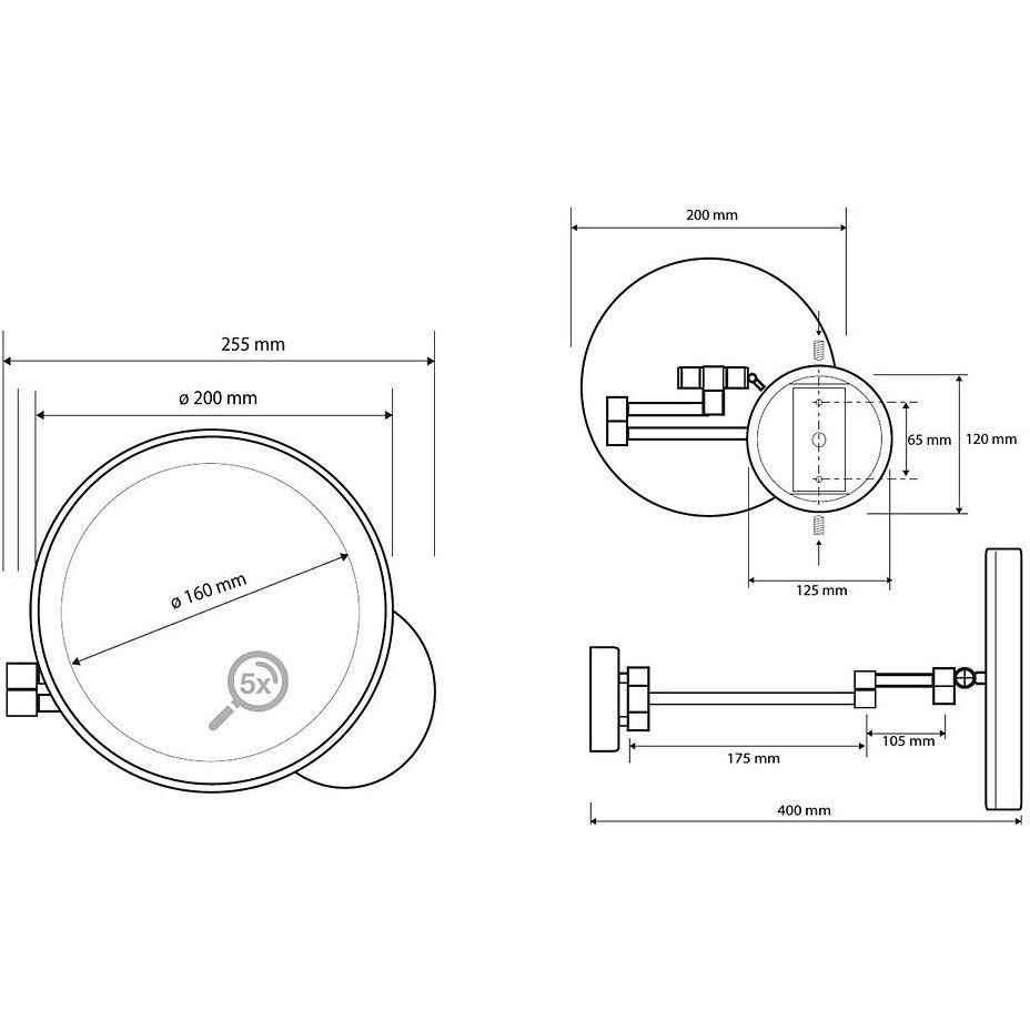 Зеркало косметическое Bemeta (Бемета) White d200 мм с подсветкой LED сенсорное белый (112101144)