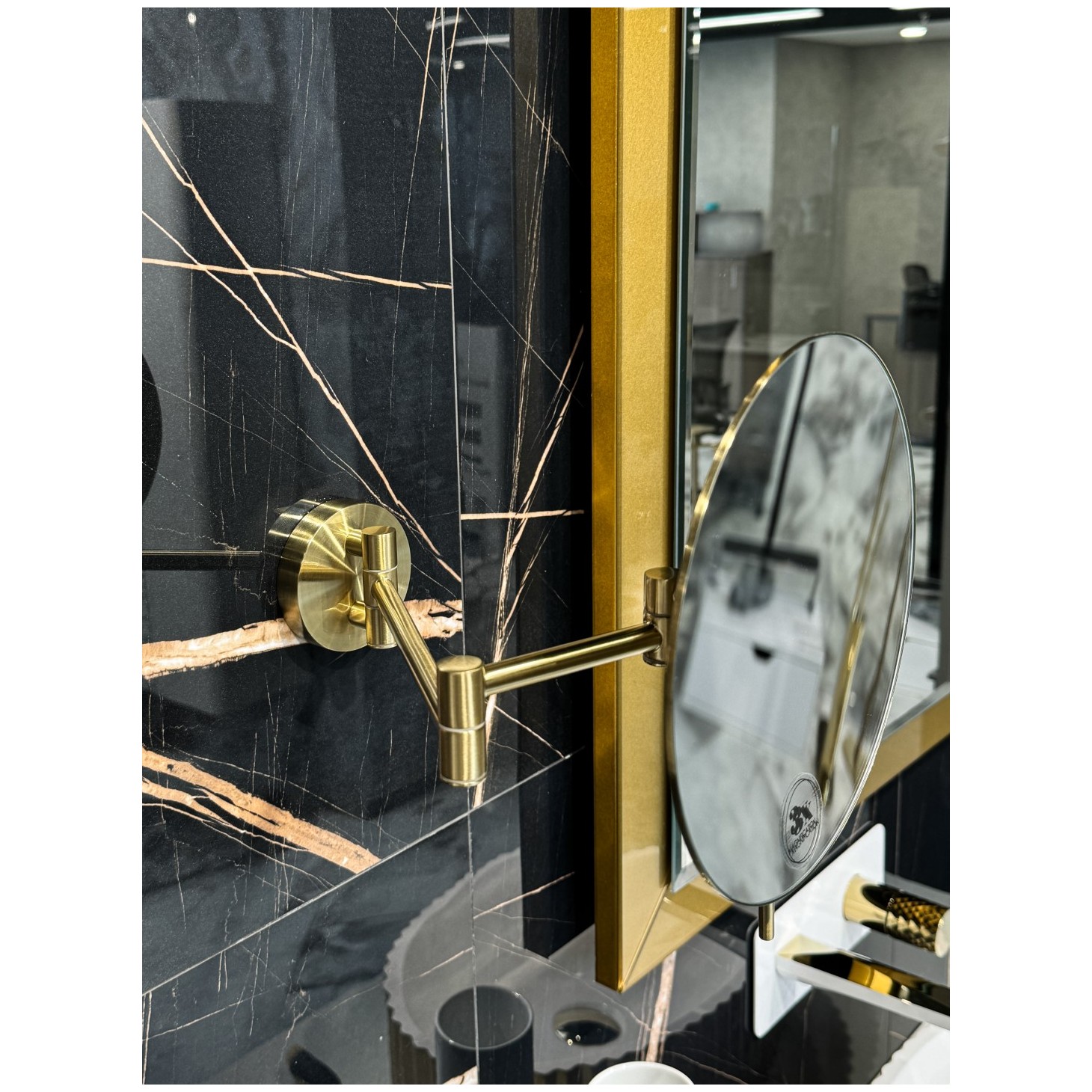 Зеркало Богеме Matt Gold Черный 508-MG, Boheme круглое