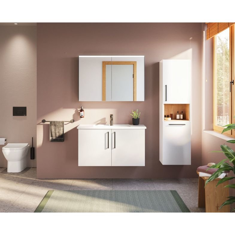 Шкаф зеркальный Vitra (Витра) 100 см с подсветкой и розеткой антрацит (66912)