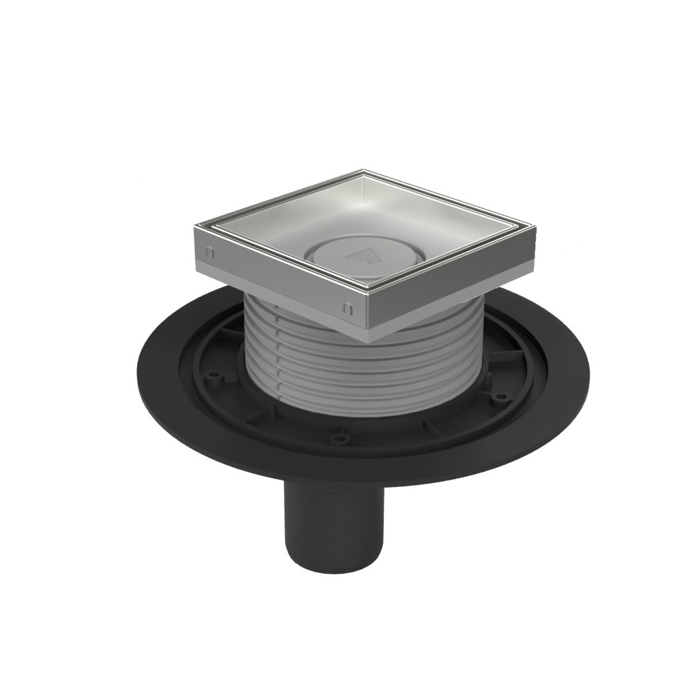 Трап для душа Azario (Азарио) пластиковый DN50 вертикальный слив универсальный с решеткой 122х122 мм хром AZ-384 A