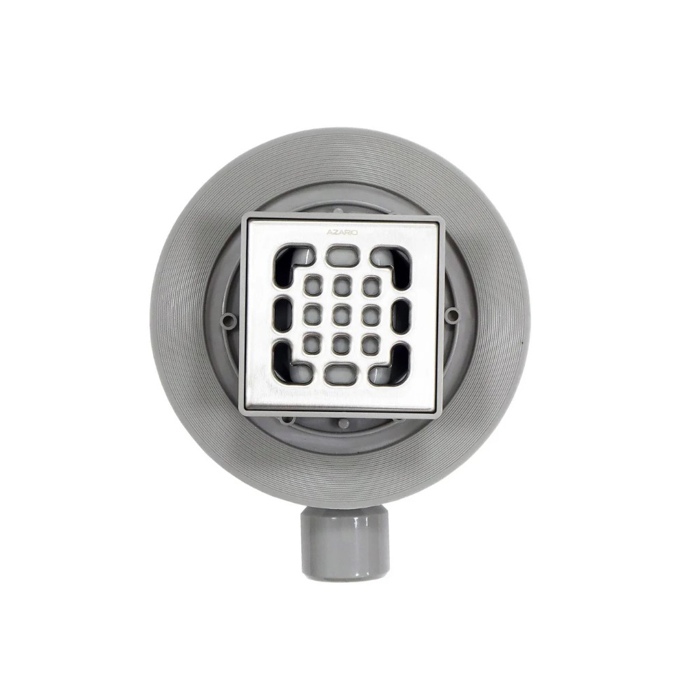 Трап для душа Azario (Азарио) с металлической решеткой горизонтальный выпуск 100х100 мм хром AZZ14100