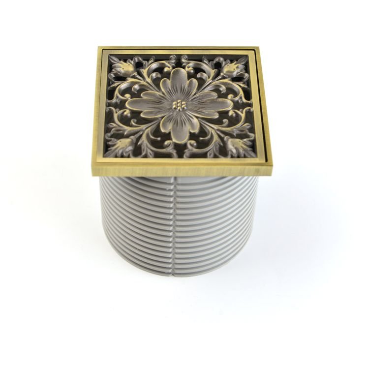 Трап Bronze de Luxe (Бронз Де Люкс) горизонтальный выход, комбинированный затвор, дизайн-решетка Рыбы 21980-5602 бронза