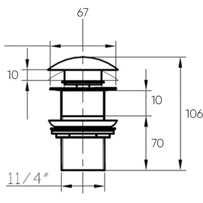 Донный клапан Bronze de Luxe (Бронз Де Люкс) без перелива светло-серый, керамическая крышка 1001GR