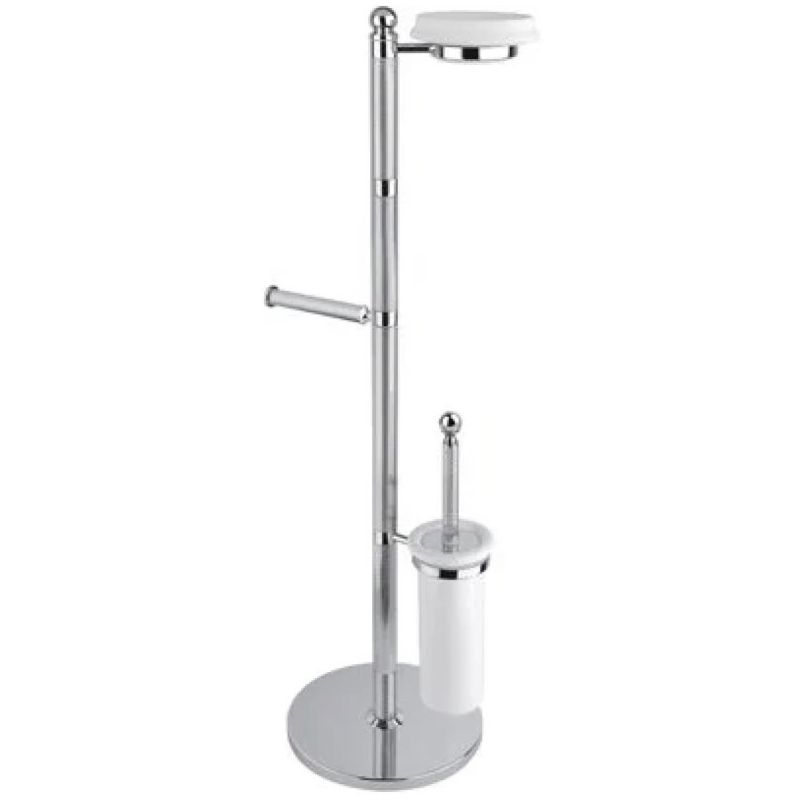 Стойка напольная c держателем туалетной бумаги, щеткой для унитаза и держателем для освежителя воздуха Cezares (Цезарис) Olimp, цвет хром OLIMP-WCS-01-M