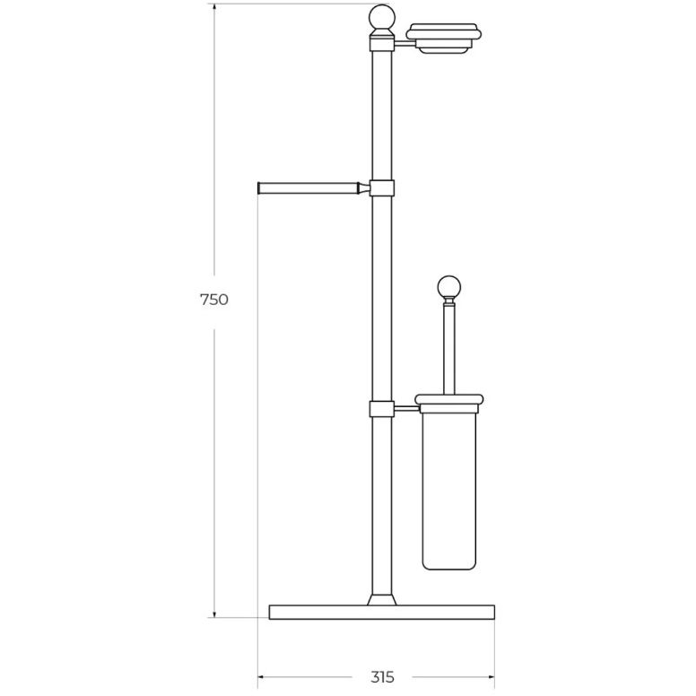 Стойка напольная c держателем туалетной бумаги, щеткой для унитаза и держателем для освежителя воздуха Cezares (Цезарис) Olimp, цвет хром OLIMP-WCS-01-M
