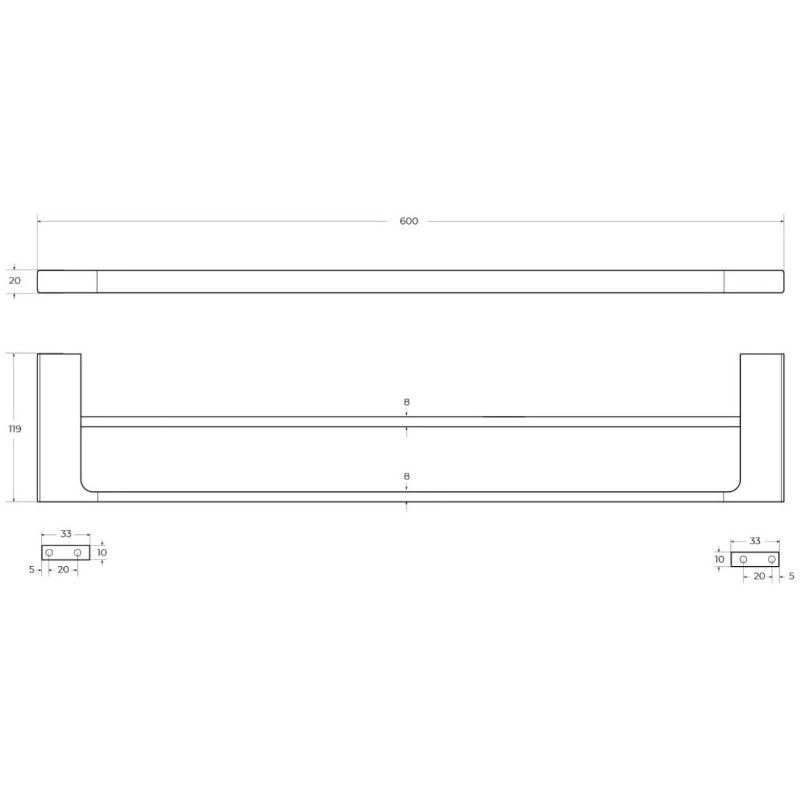 Полотенцедержатель двойной 60 см, цвет сатин SLIDER-THD-60-IN