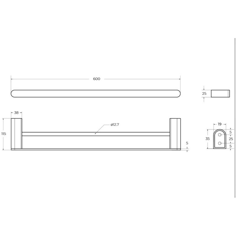 Полотенцедержатель двойной 60 см, цвет хром STYLUS-THD-60-01