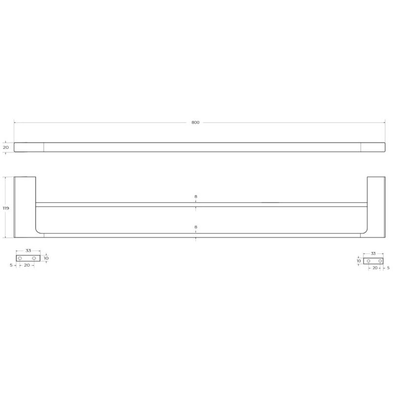 Полотенцедержатель Cezares (Цезарес) двойной 80 см, цвет оружейная сталь SLIDER-THD-80-GM