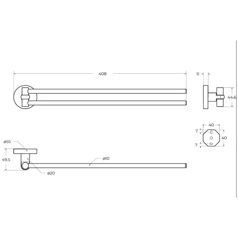 Полотенцедержатель двойной поворотный Cezares (Цезарис) Relax, цвет сатин RELAX-THD-S-IN