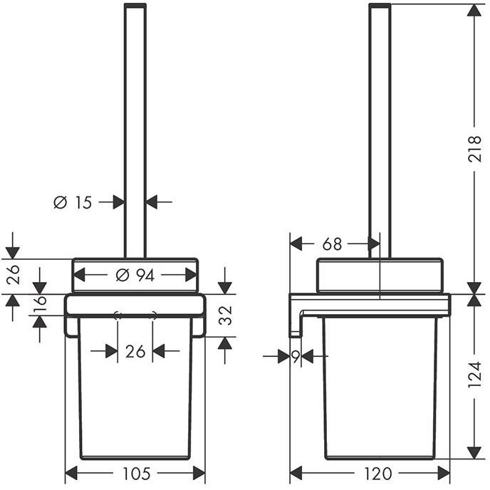 Набор для WC Hansgrohe (Хансгрое) AddStoris, настенный монтаж, шлифованный черный хром, 41752340
