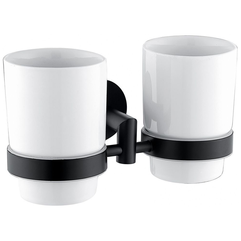 Двойной стакан для зубных щеток Allen Brau (Аллен Брау) Priority 6.31003-31 белый, черный матовый