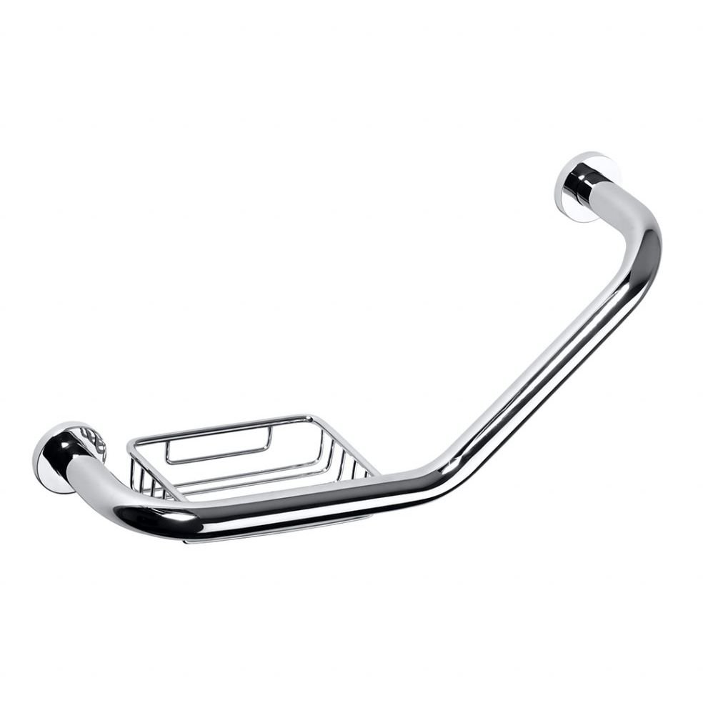 Поручень Bemeta Omega (Омега) изогнутый с мыльницей 400мм хром (102307032)